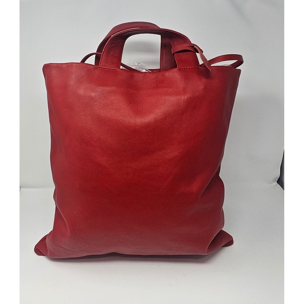 Falor Purse Red Leather XL Tote Shopper Handbag Bag Made in Italy  Shoulder